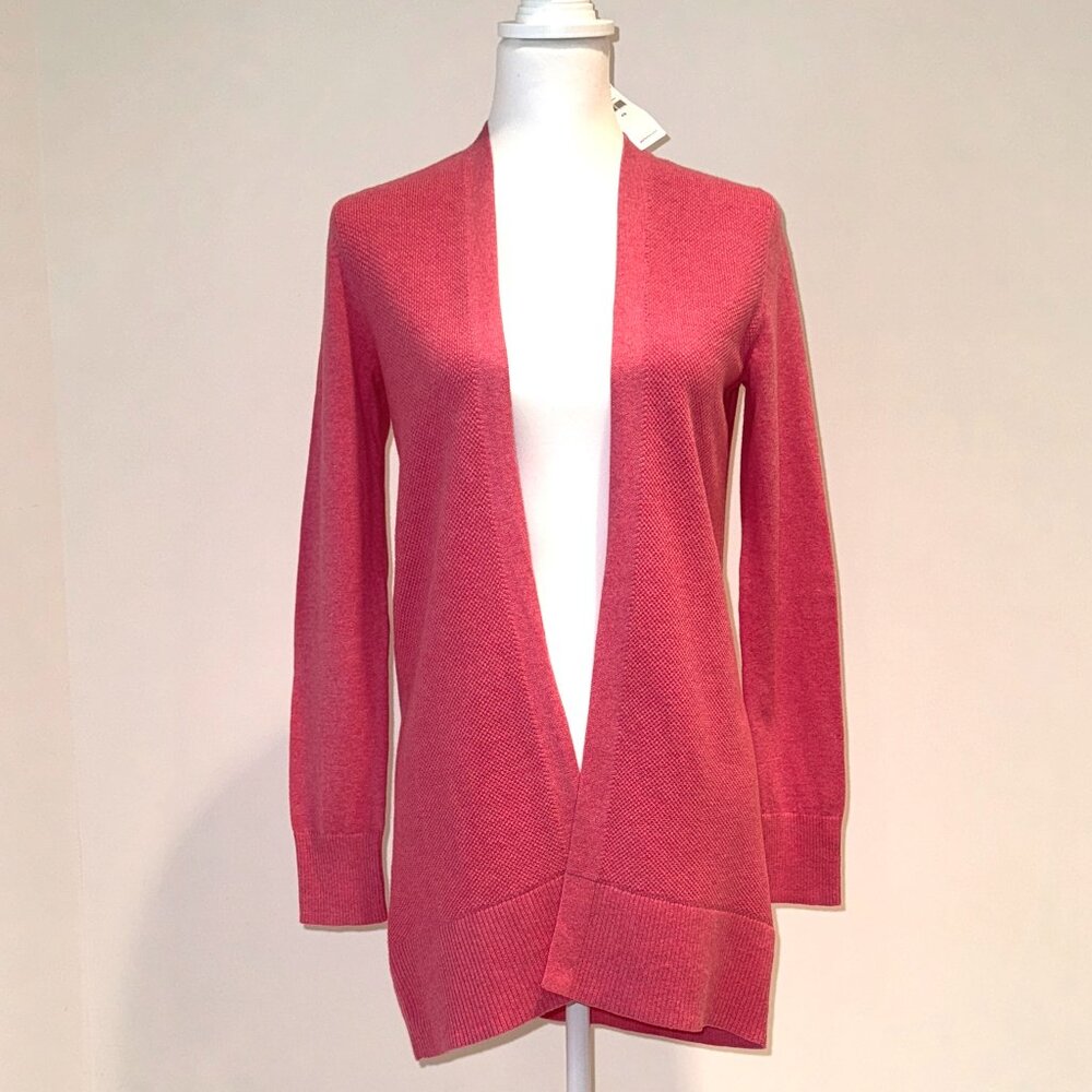 NWT GAP for GOOD Women's Textured Pink Heather Long Open Cardigan, XS